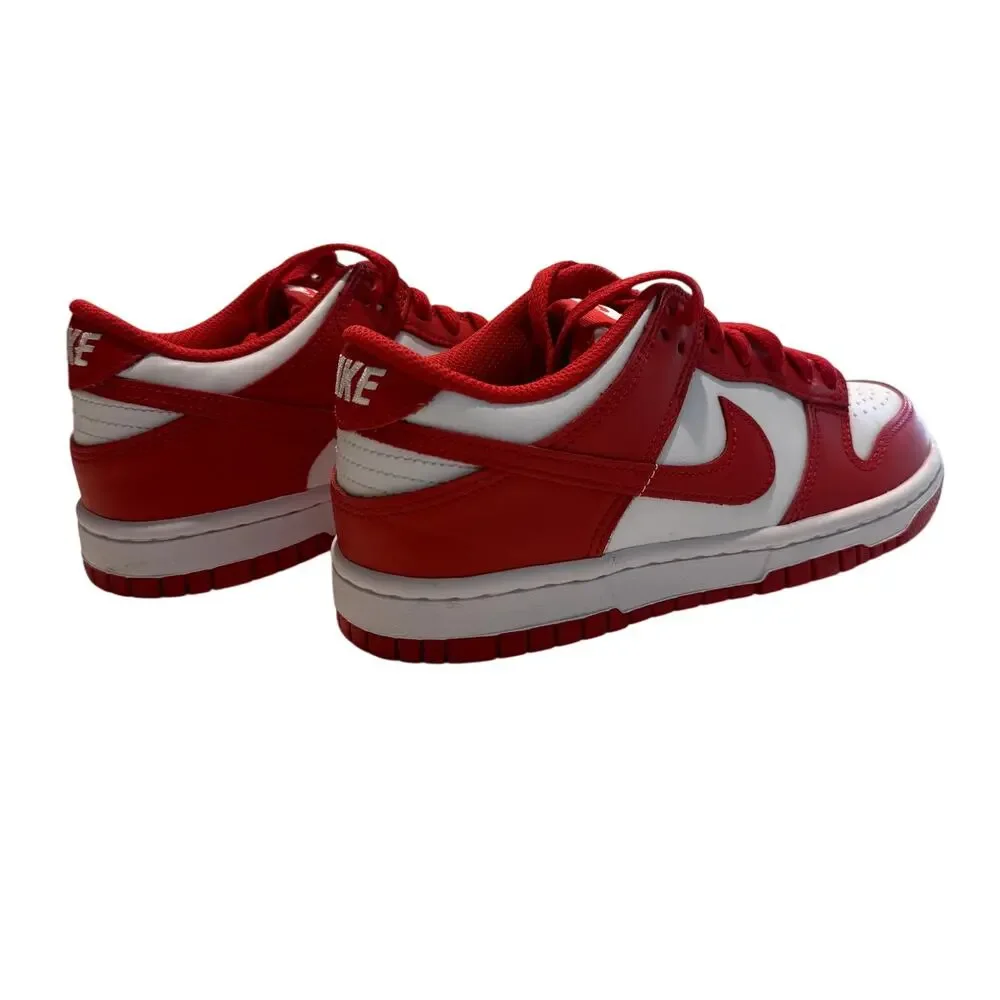 Nike Big Kids Dunk Low in White/University Red, Size 4Y